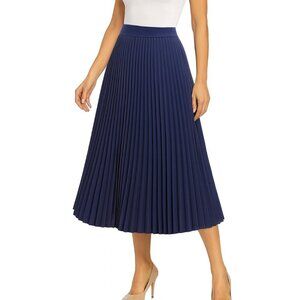 🔥Kate Kasin🔥Classic Navy Pleated Midi Skirt